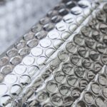 Close-up of reflective bubble wrap material