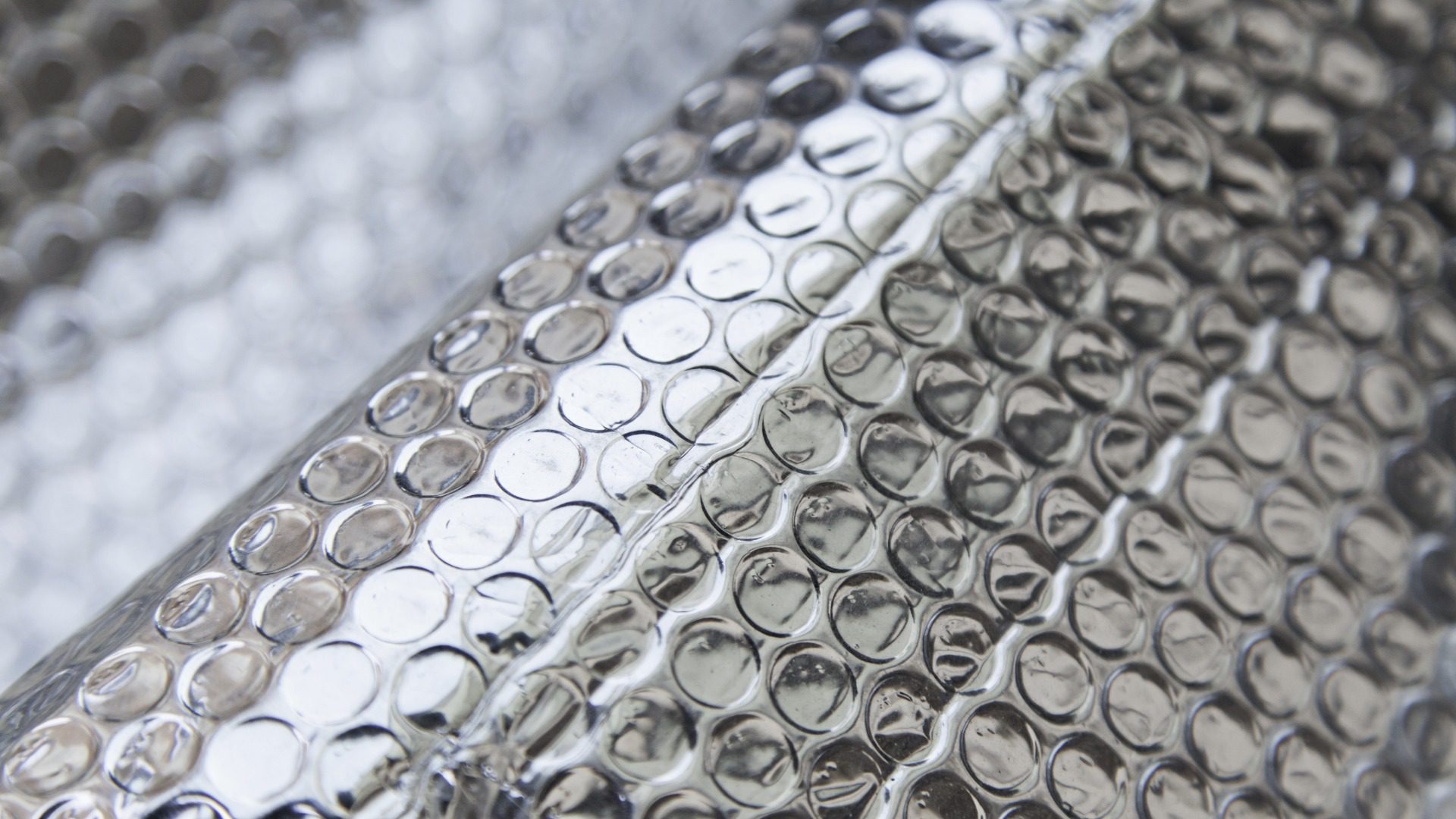 Close-up of reflective bubble wrap material